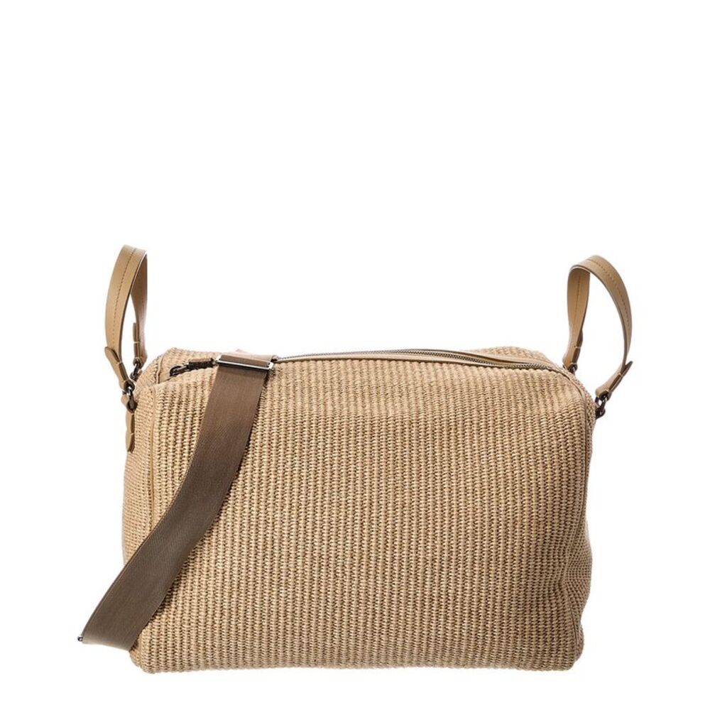 Brunello Cucinelli Leather-Trim Duffel Bag, Brown